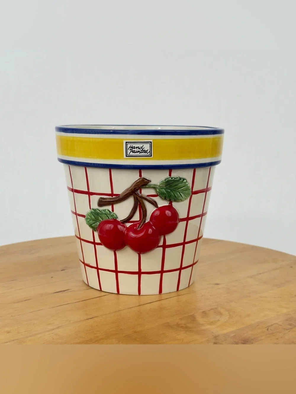 Set of 2 Vintage Dept 56 Life is Just a Bowl of Cherries Flower Pot Plant Holder